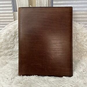 Vintage Bosca Stained  Leather Portfolio Italian Cognac inside Pockets